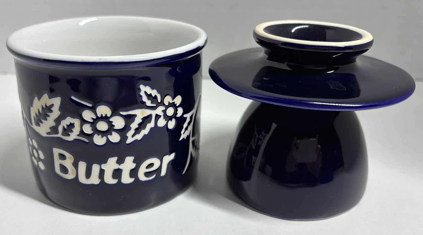 Photo 1 of BUTTER BELL THE ORIGINAL BUTTER BELL CROCK BY L. TREMAIN, FLEUR DE PROVENCE COLLECTION IN COBALT BLUE 3.25” X 4”