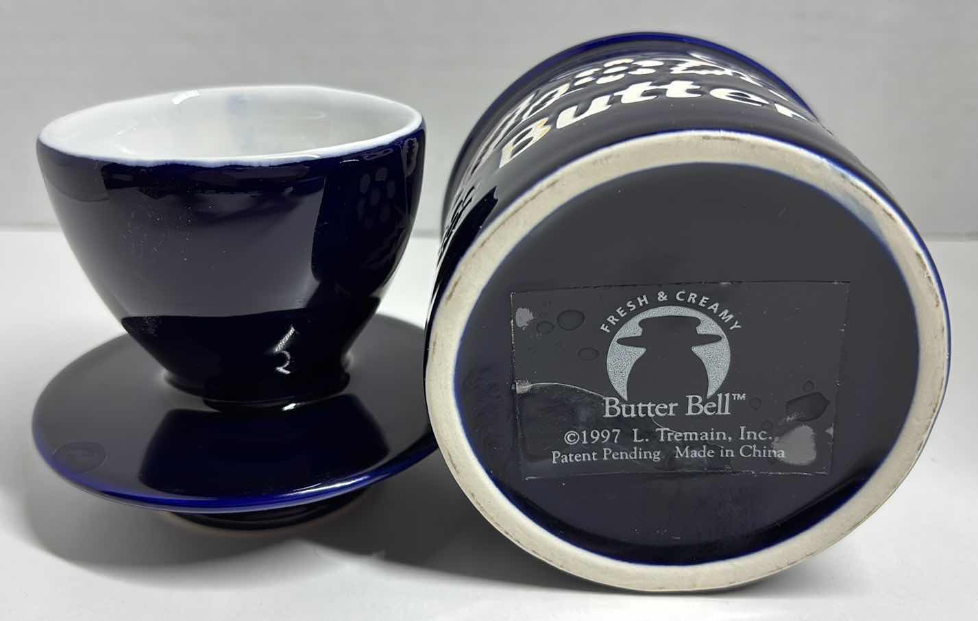 Photo 1 of BUTTER BELL THE ORIGINAL BUTTER BELL CROCK BY L. TREMAIN, FLEUR DE PROVENCE COLLECTION IN COBALT BLUE 3.25” X 4”