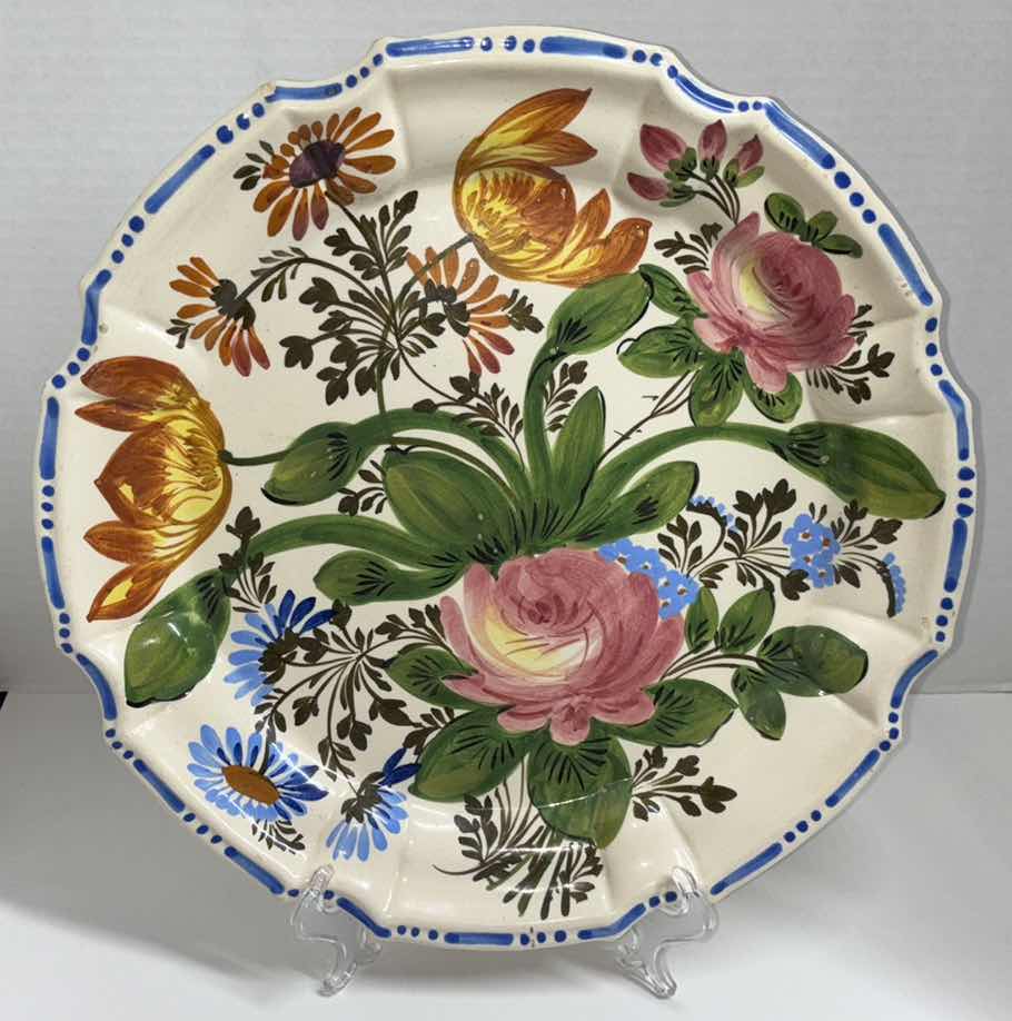 Photo 1 of  J.W. CO NOVE FLOWER HANDPAINTED 14” PLATE