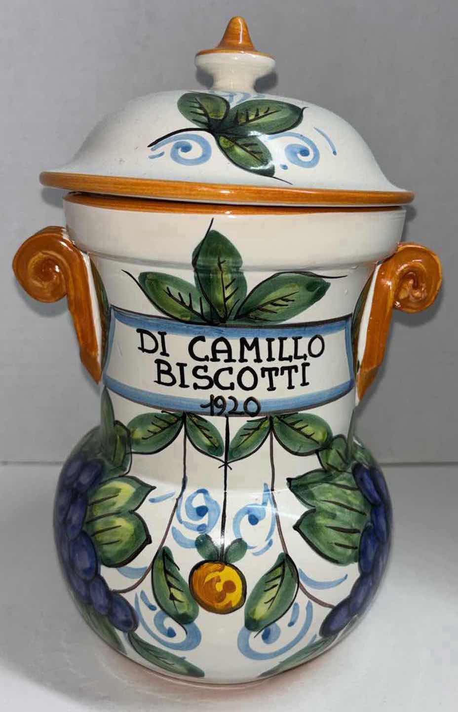 Photo 1 of DI CAMILLO BISCOTTI 1920 10.5” HANDPAINTED ITALIAN CERAMIC COOKIE JAR