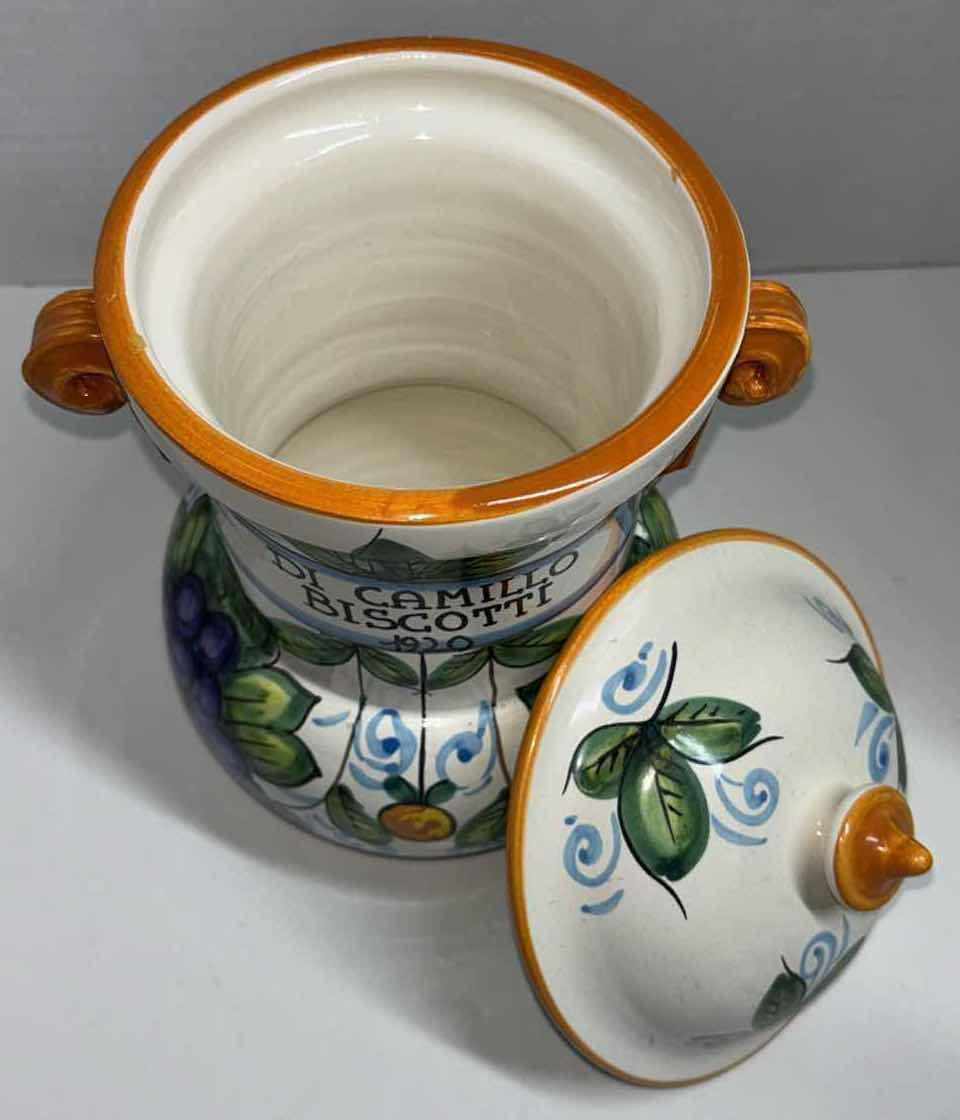 Photo 1 of DI CAMILLO BISCOTTI 1920 10.5” HANDPAINTED ITALIAN CERAMIC COOKIE JAR