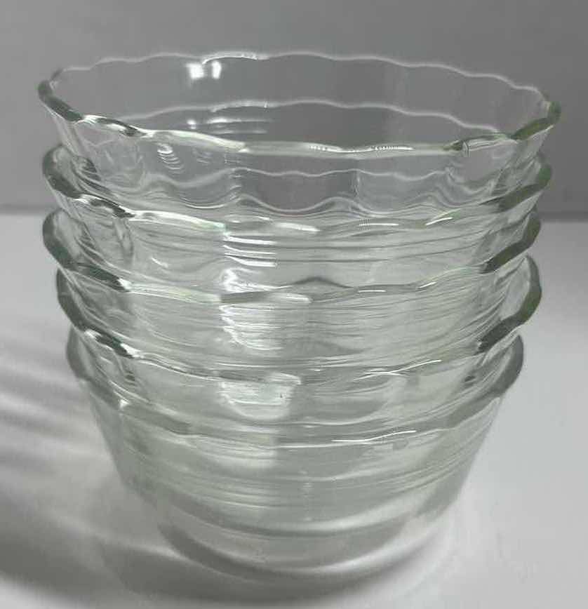 Photo 2 of 5-PC VINTAGE PYREX #463, 3-RING SCALLOP EDGE CUSTARD CUPS