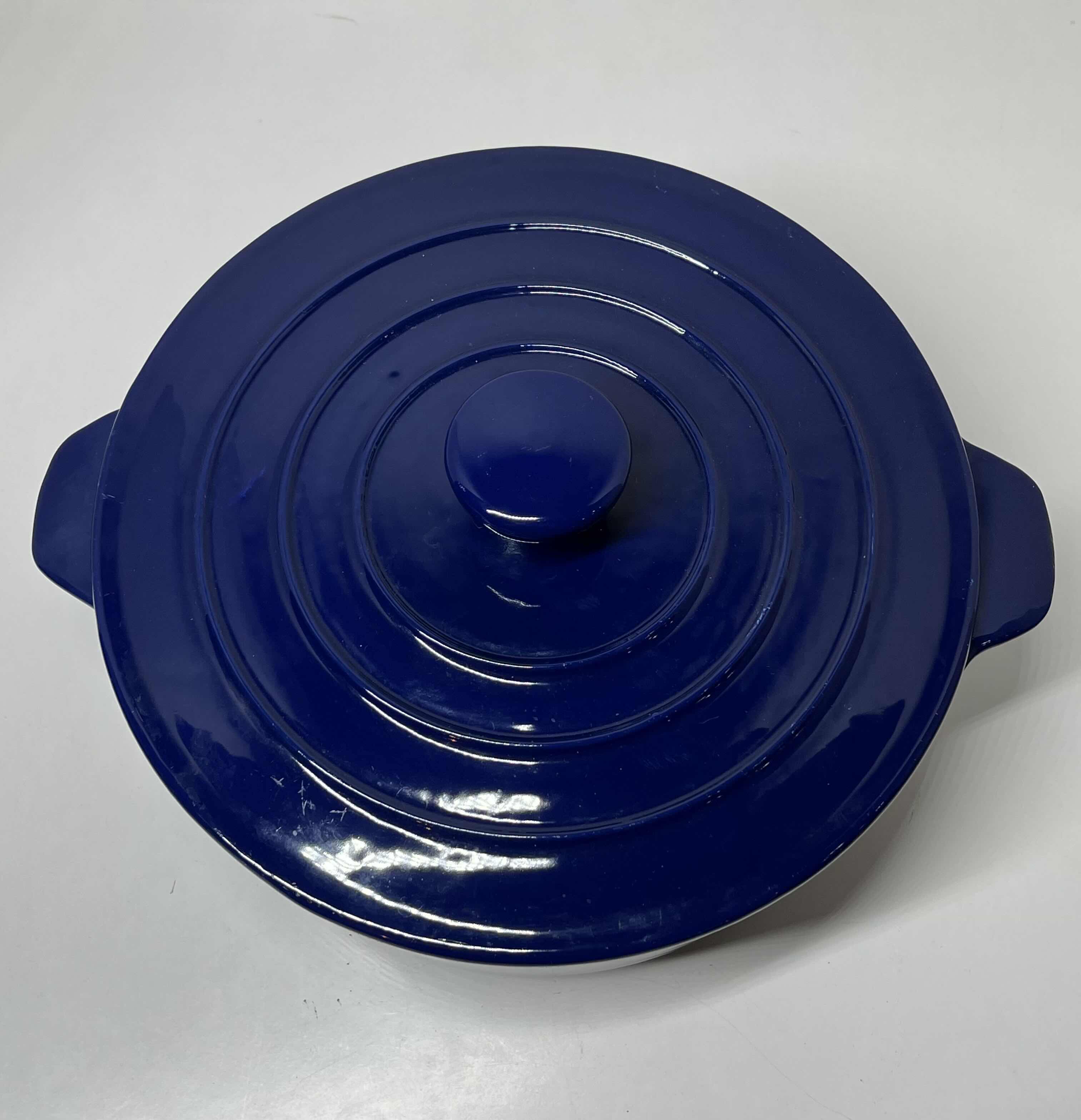 Photo 5 of HEAVY DUTY DARK BLUE ENAMELED CAST IRON DUTCH OVEN POT W LID 10” X 4”