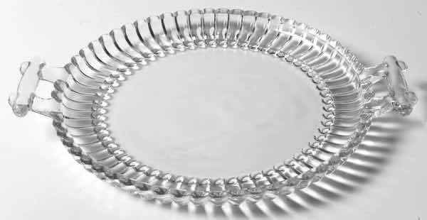 Photo 1 of JEANNETTE NATIONAL CLEAR GLASS 2 HANDLED PLATE 8” X 9.75”