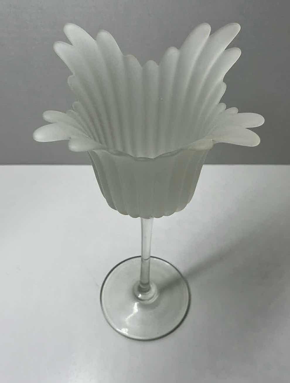 Photo 1 of FROST GLASS TULIP CANDLE HOLDER 5.25” X 12”