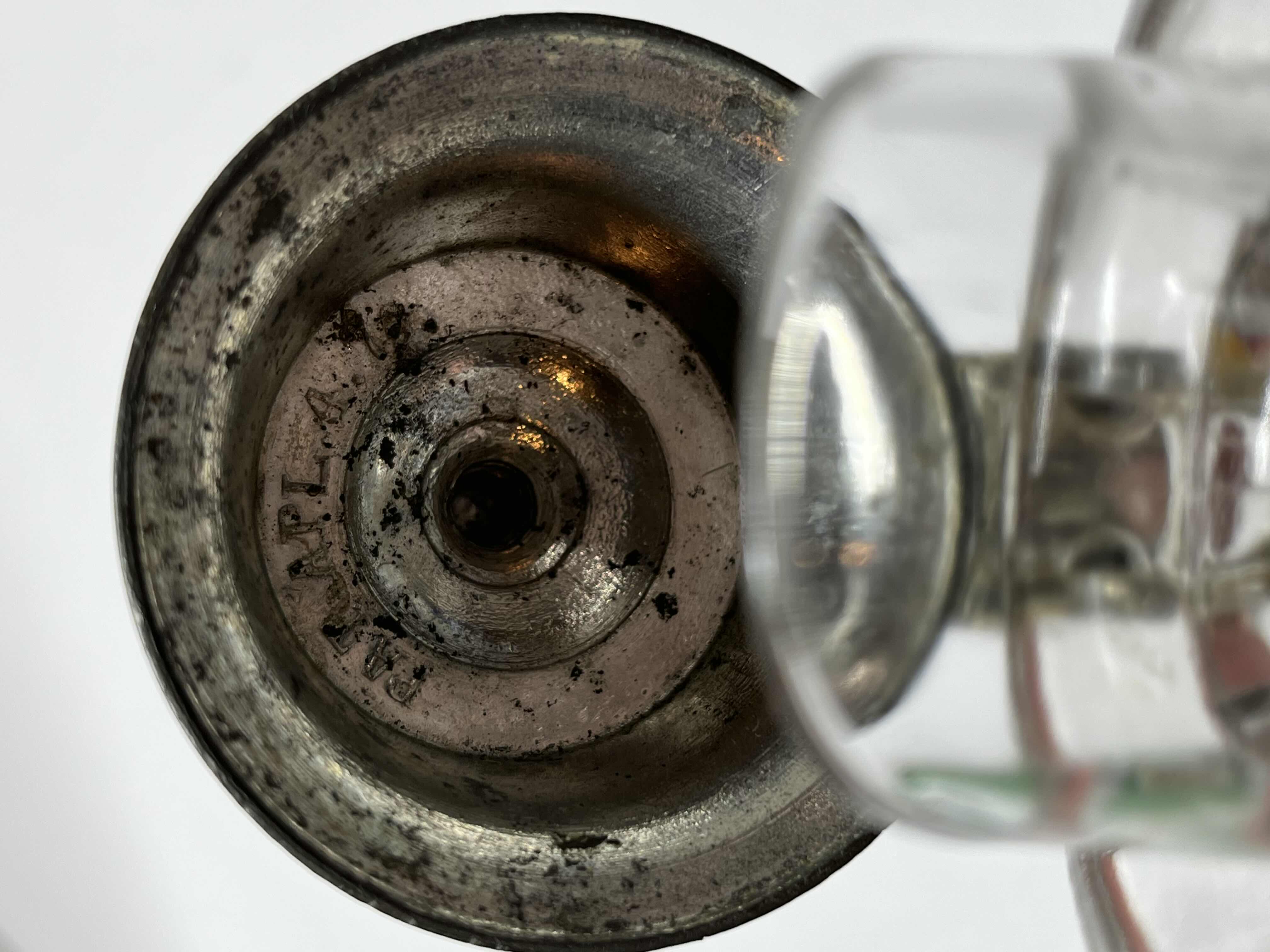 Photo 1 of ANTIQUE SILVER PLATED FOOTED GLASS CREAMER 4” X 9”