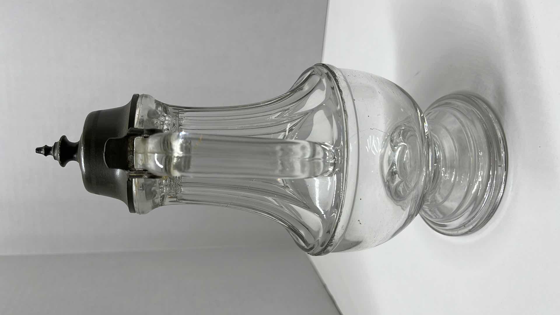 Photo 1 of ANTIQUE SILVER PLATED FOOTED GLASS CREAMER 4” X 9”