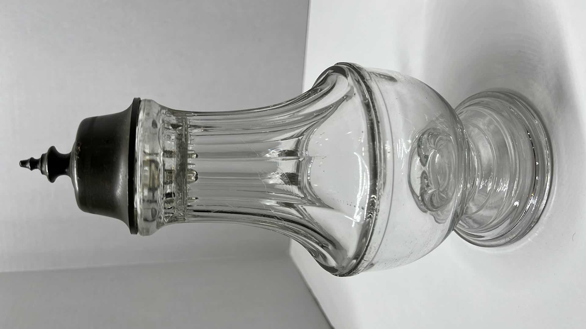 Photo 1 of ANTIQUE SILVER PLATED FOOTED GLASS CREAMER 4” X 9”