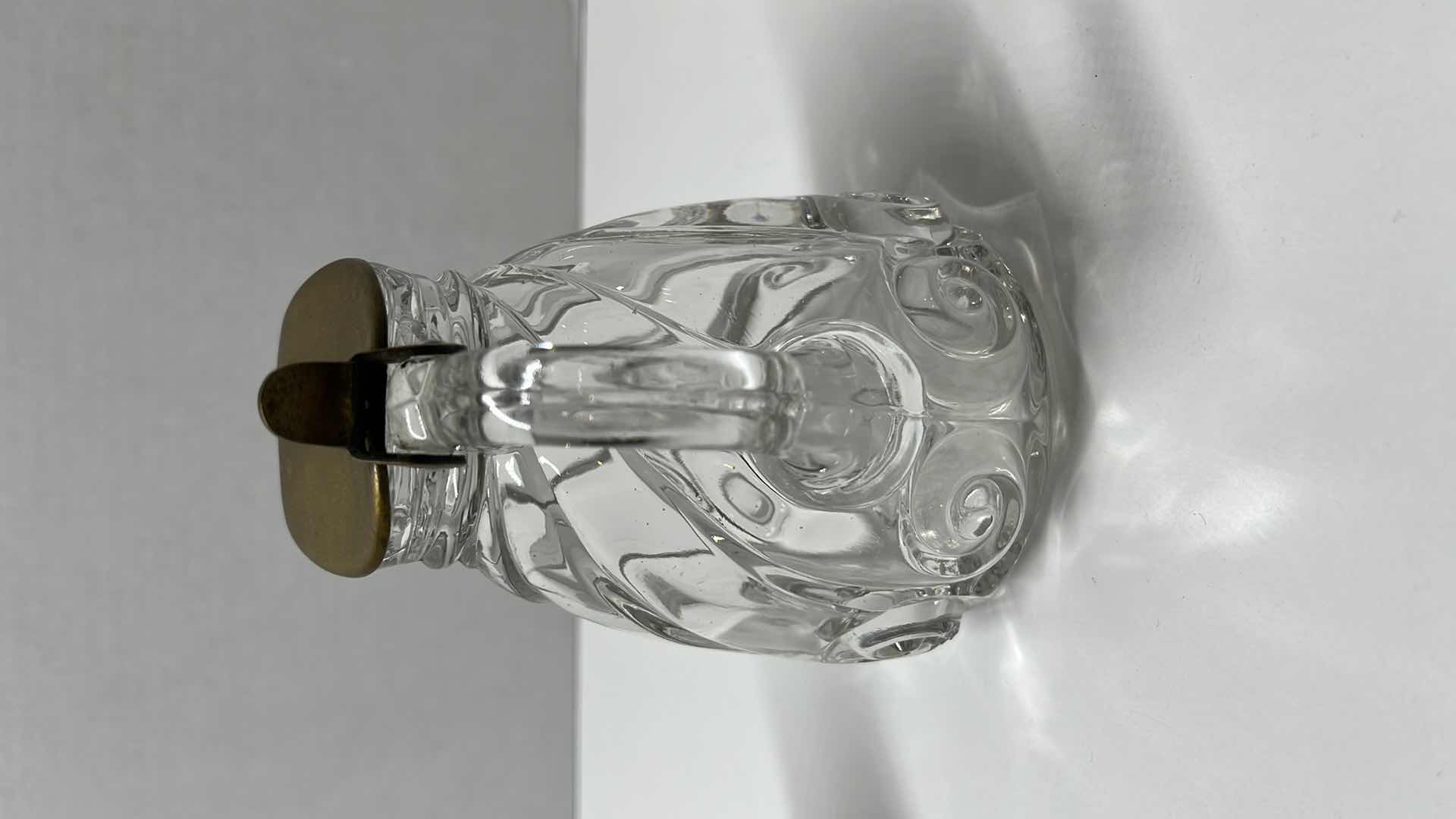 View 4 of ANTIQUE GEORGE DUNCAN BRASS LID GLASS MOLASSES DISPENSER 3.5” X 5”