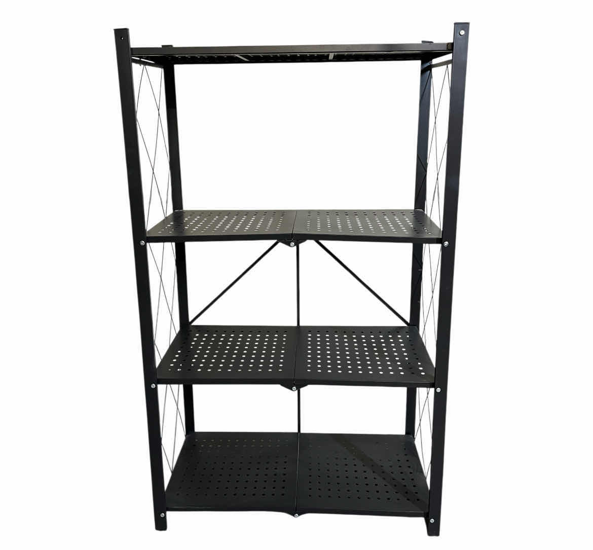Photo 1 of BLACK METAL FOLDABLE 4 TIER SHELF 28” X 13.5” H47.5”