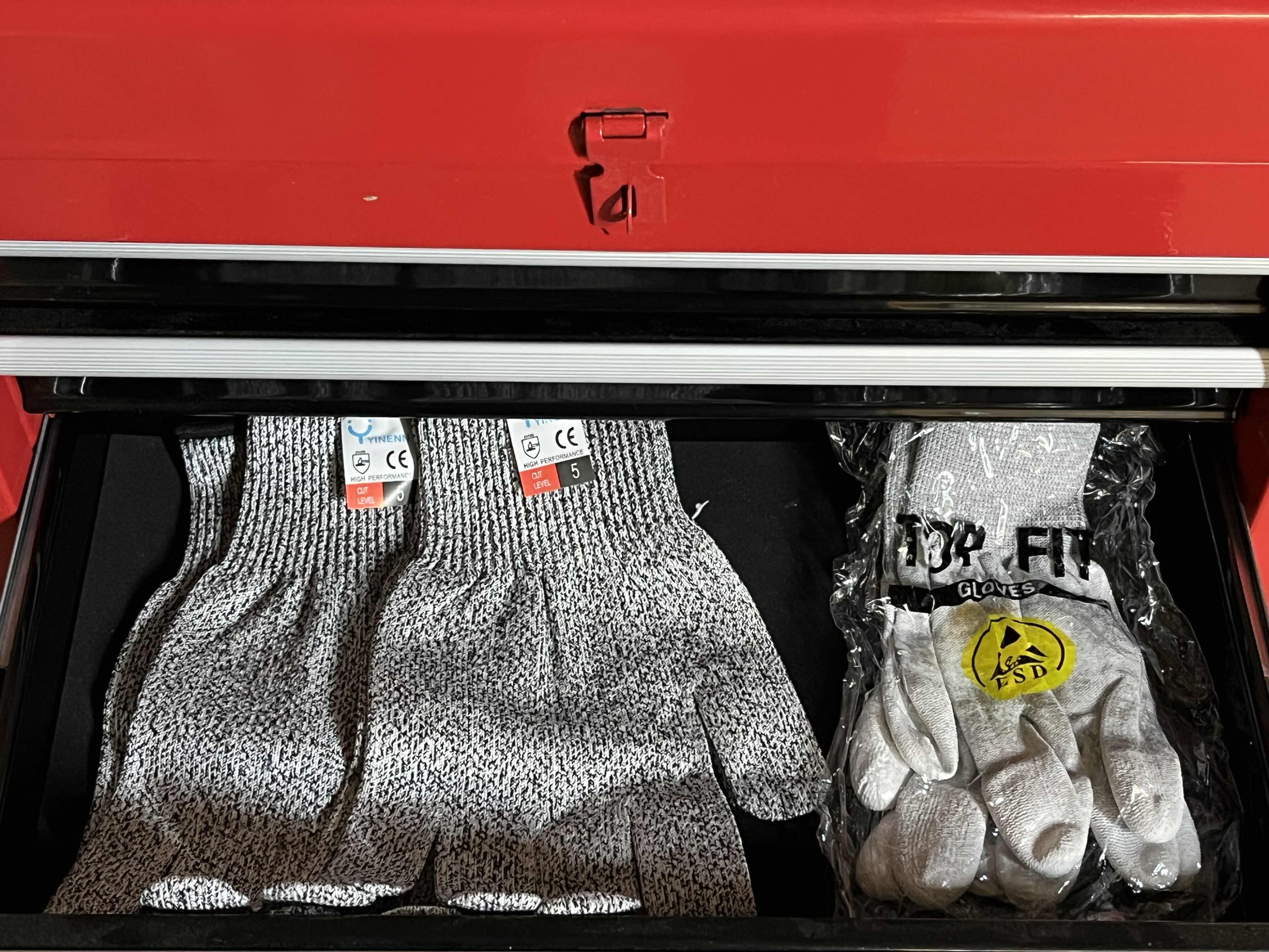 Photo 6 of RED & BLACK 5 DRAWER ROLLING METAL TOOL CHEST W VARIOUS TOOLS & HARDWARE 23” X 11” H40”