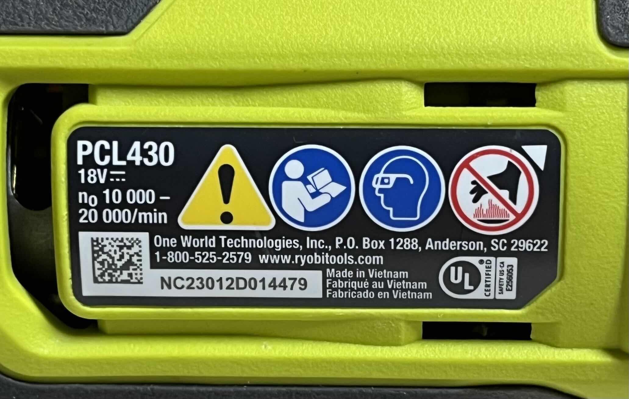 Photo 1 of RYOBI ONE PLUS CORDLESS OSCILLATING MULTI-TOOL MODEL PCL430 (TOOL ONLY)