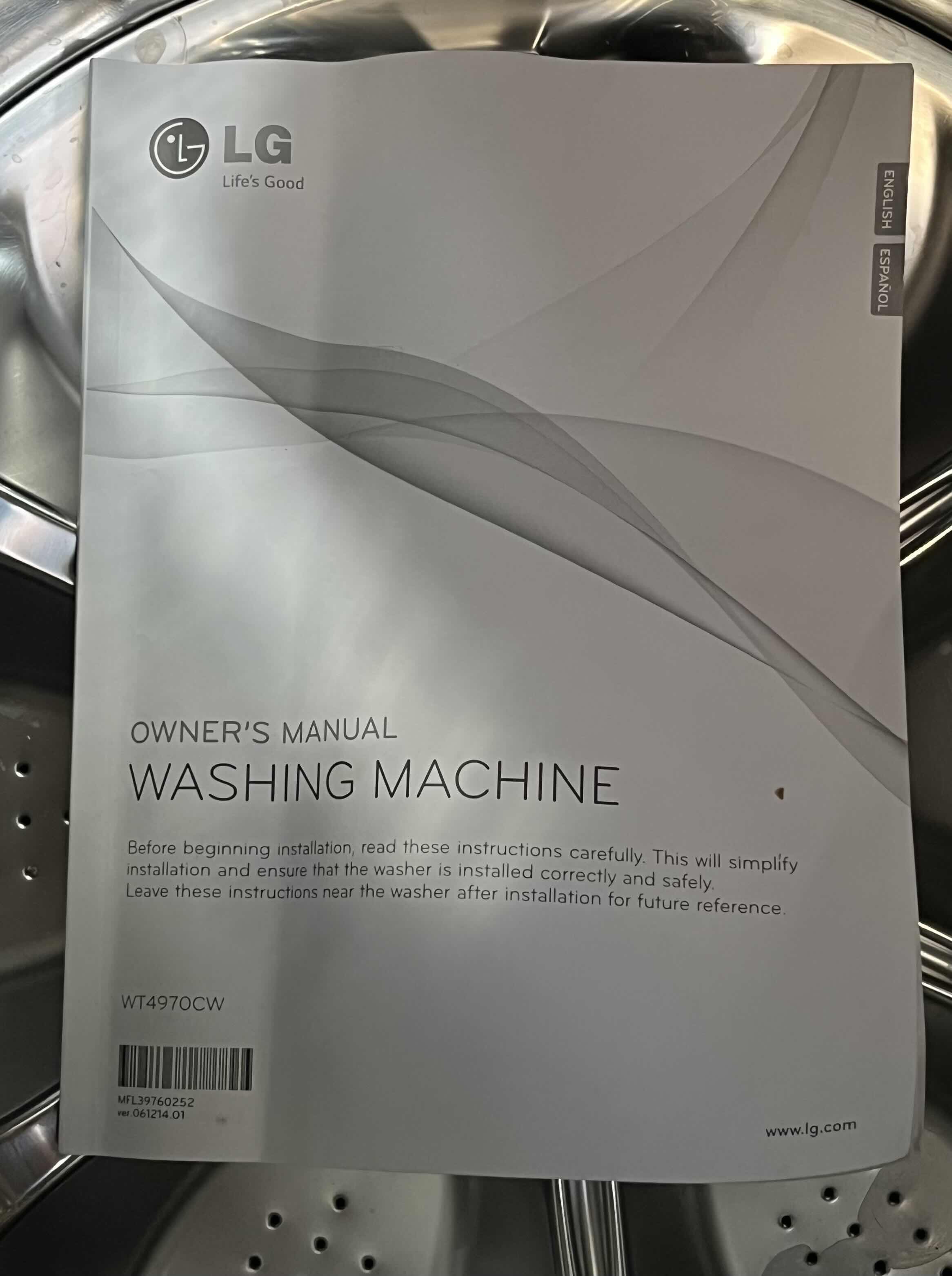 Photo 1 of LG WAVE FORCE TOP LOAD WASHING MACHINE WT4970CW