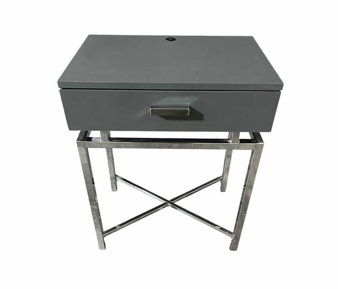 Photo 1 of COASTER Z2 PREMIUM GREY & CHROME ACCENT TABLE 18” X 12.5” H24”