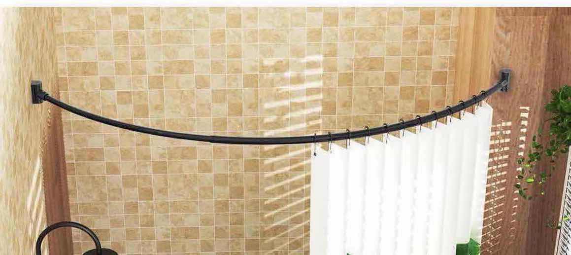 Photo 1 of PRETTY HOME BLACK FINISH ADJUSTABLE ARCHED/CURVED SHOWER CURTAIN ROD 38”-72”