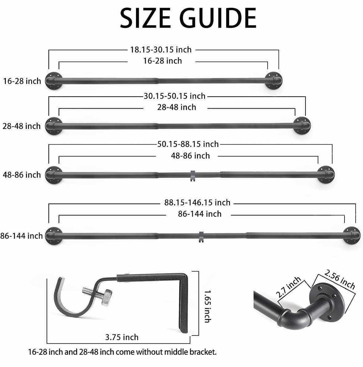 Photo 1 of INDUSTRIAL MATTE BLACK CURTAIN ROD 86”-144”