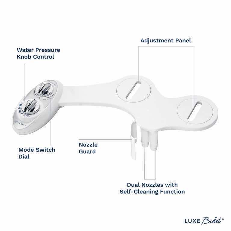 View 2 of LUXE BIDET PEARL GREY SELF-CLEANING DUAL NOZZLE NON-ELECTRIC BIDET TOILET SEAT ATTACHMENT