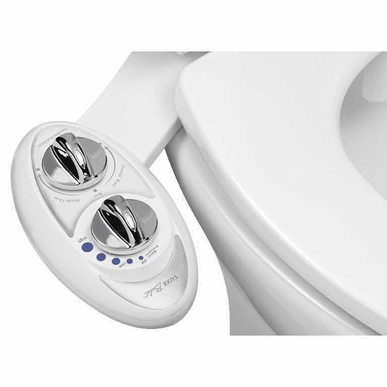 View 1 of LUXE BIDET PEARL GREY SELF-CLEANING DUAL NOZZLE NON-ELECTRIC BIDET TOILET SEAT ATTACHMENT
