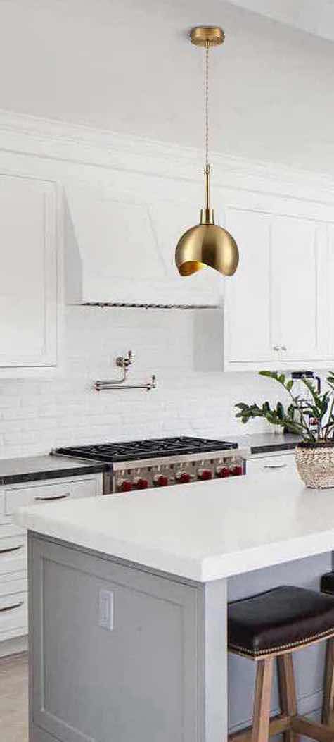 View 2 of KCO LIGHTING BRUSHED BRASS MID-CENTURY DROP PENDANT LIGHTING FIXTURE