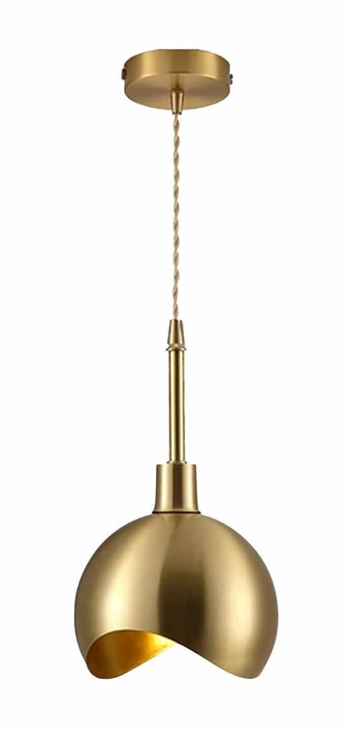 View 1 of KCO LIGHTING BRUSHED BRASS MID-CENTURY DROP PENDANT LIGHTING FIXTURE