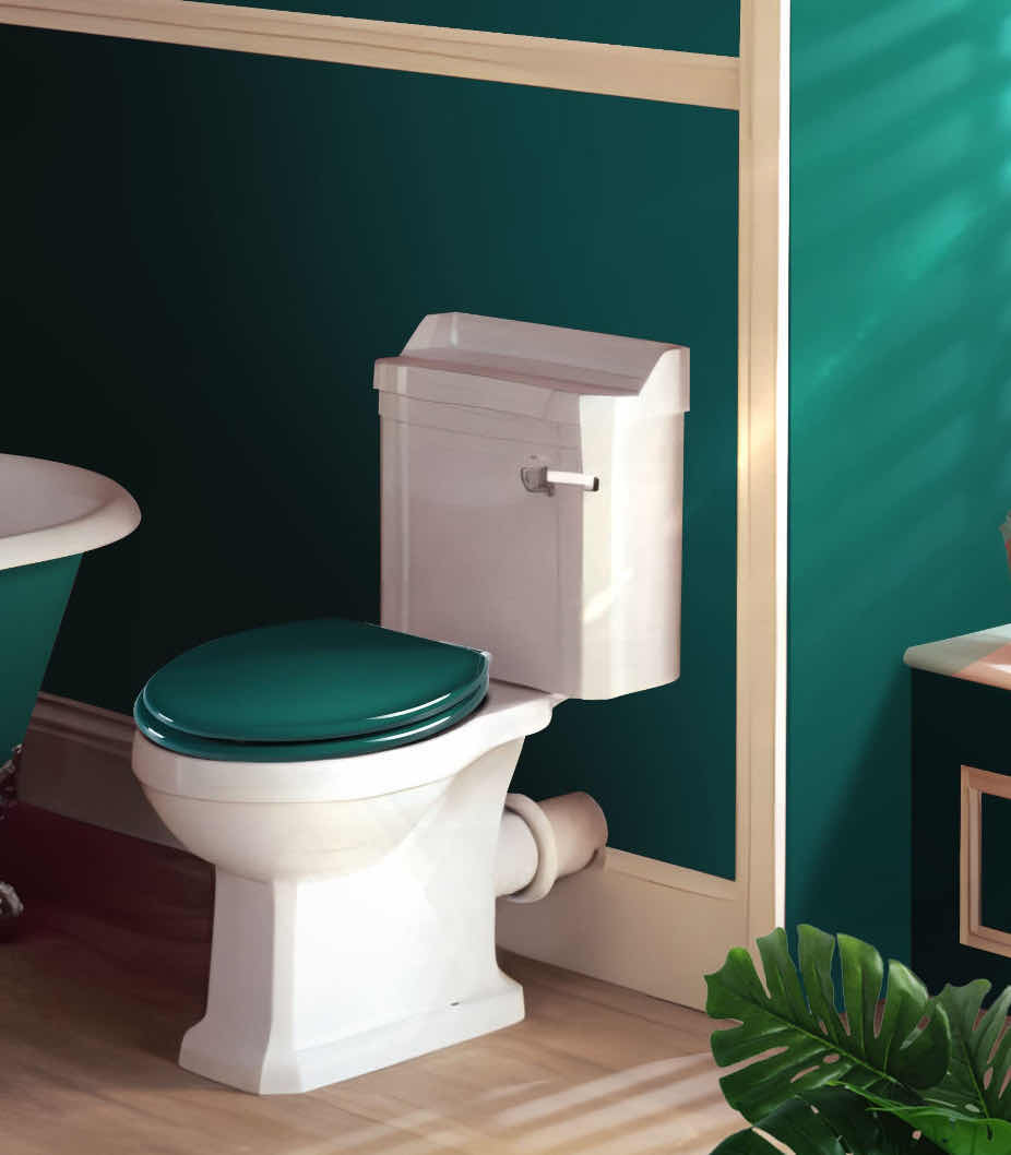 Photo 2 of ANGEL SHIELD DARK GREEN QUIET-CLOSE TOILET SEAT W ZINC ALLOY HINGES