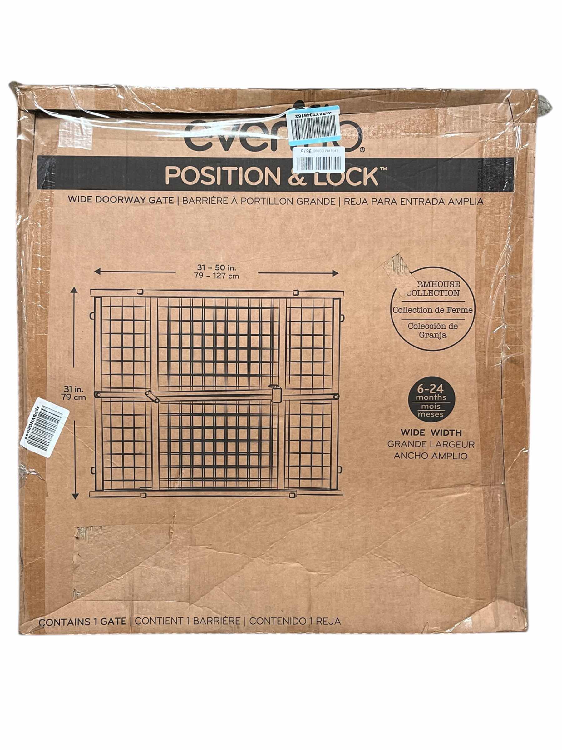 Photo 1 of EVENFLO FARMHOUSE COLLECTION POSITION & LOCK PRESSURE MOUNTED BABY GATE 662