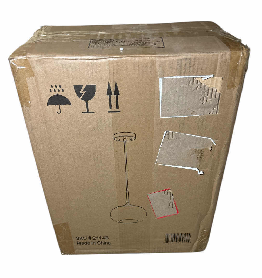 Photo 1 of KAWOTI BRASS MILKY GLASS SHADE ADJUSTABLE PENDANT LIGHT FIXTURE 10” X 10” H84”