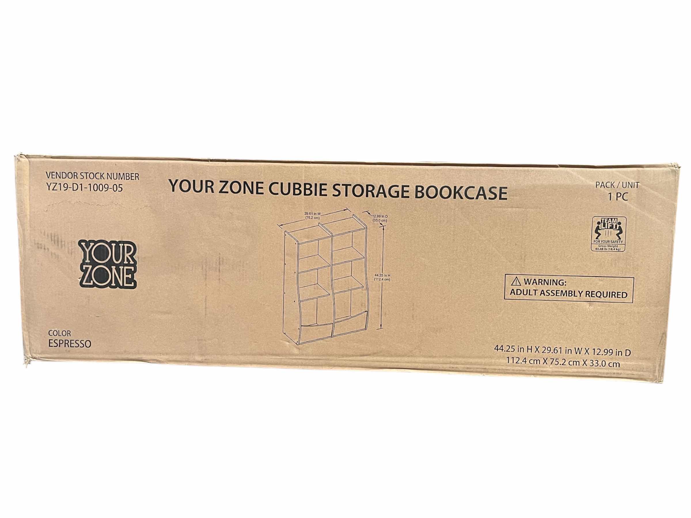 Photo 1 of YOUR ZONE ESPRESSO WOOD FINISH CUBBIE STORAGE BOOKCASE YZ19-D1-1009-05