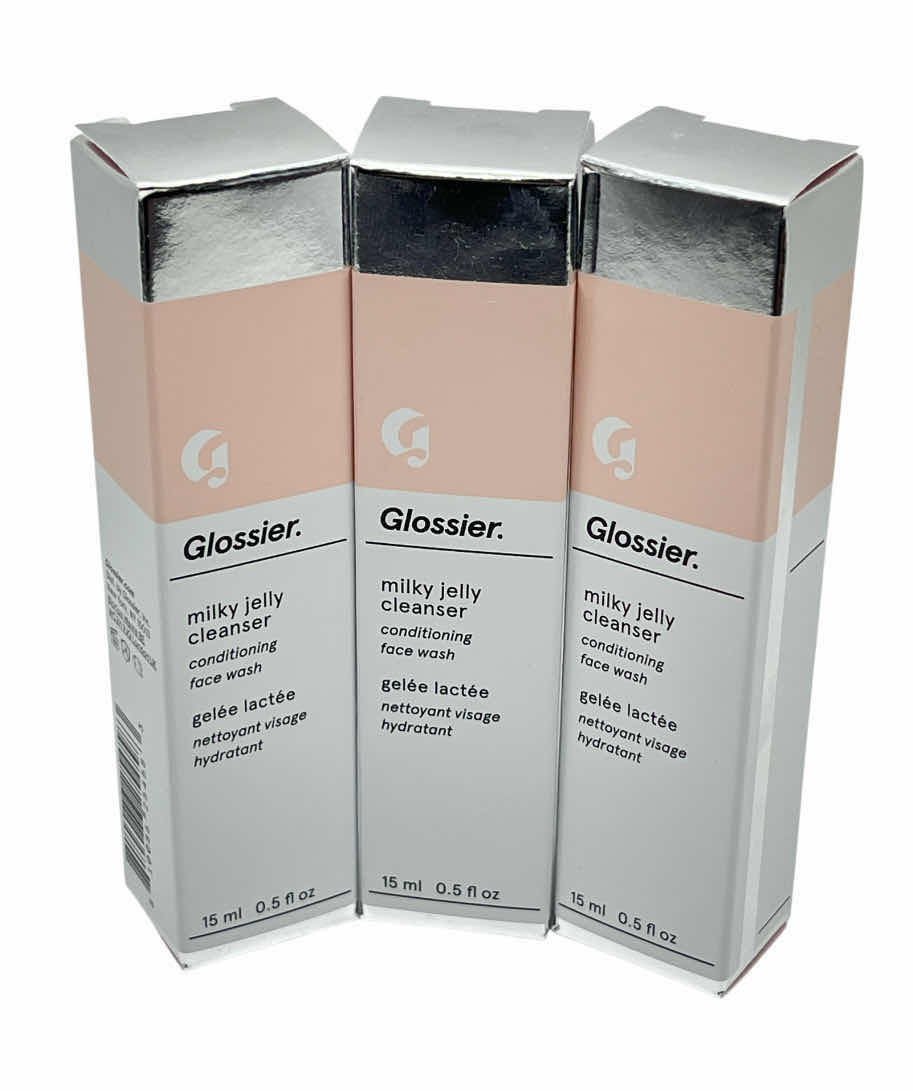 Photo 1 of GLOSSIER MILKY JELLY CLEANSER CONDITIONING FACE WASH 15ML/0.5FL OZ 3-PACK