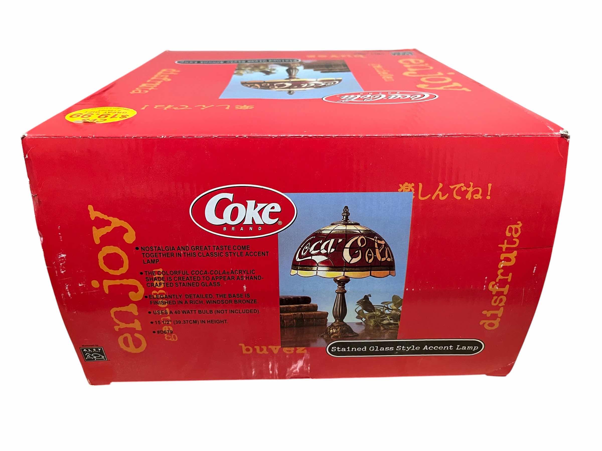 Photo 1 of New.  COCA-COLA 12” MINI TIFFANY STYLE LAMP #D679