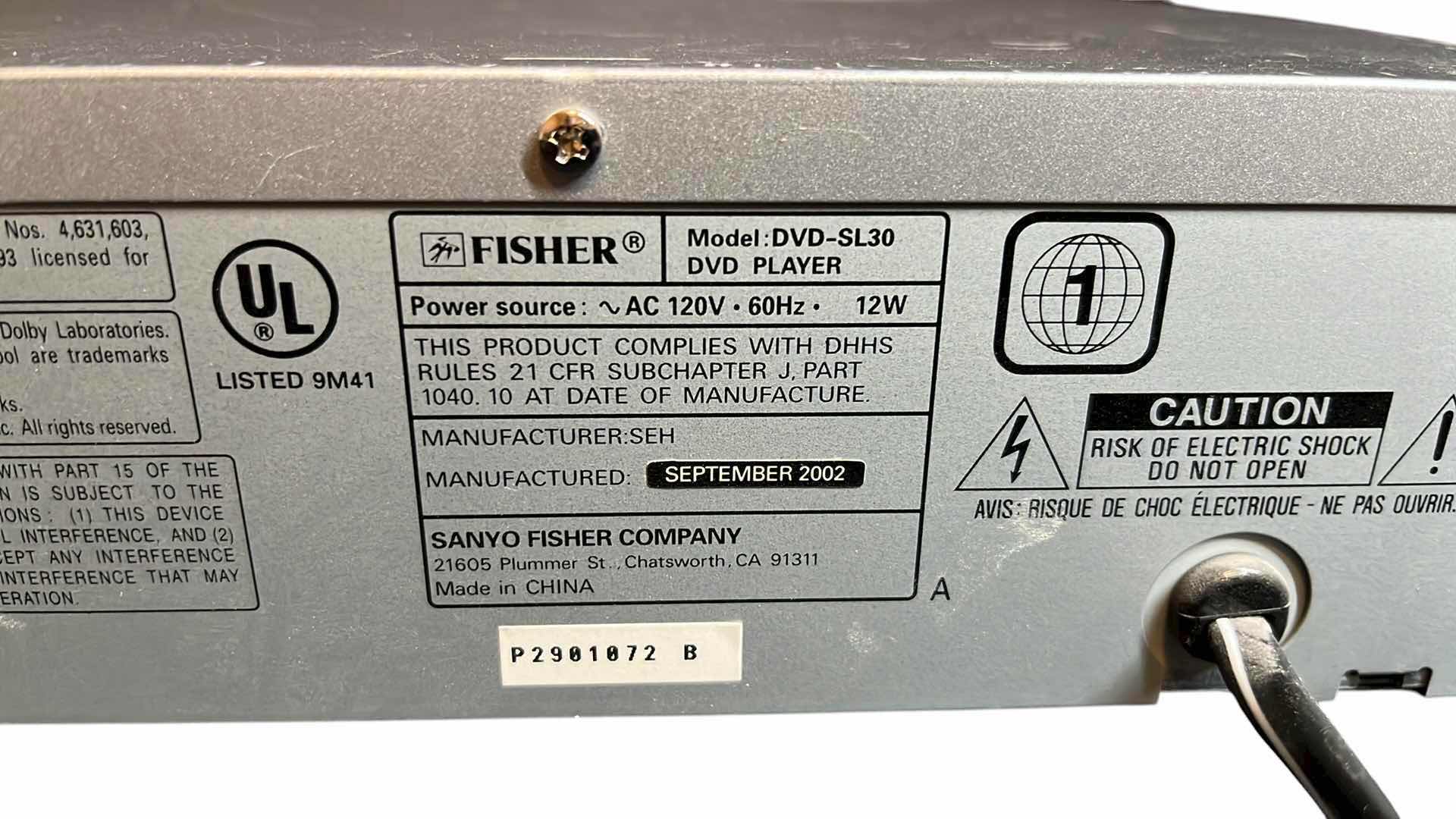 Photo 1 of FISHER DVD VIDEO PLAYER DVD-SL30 W UNIVERSAL REMOTE