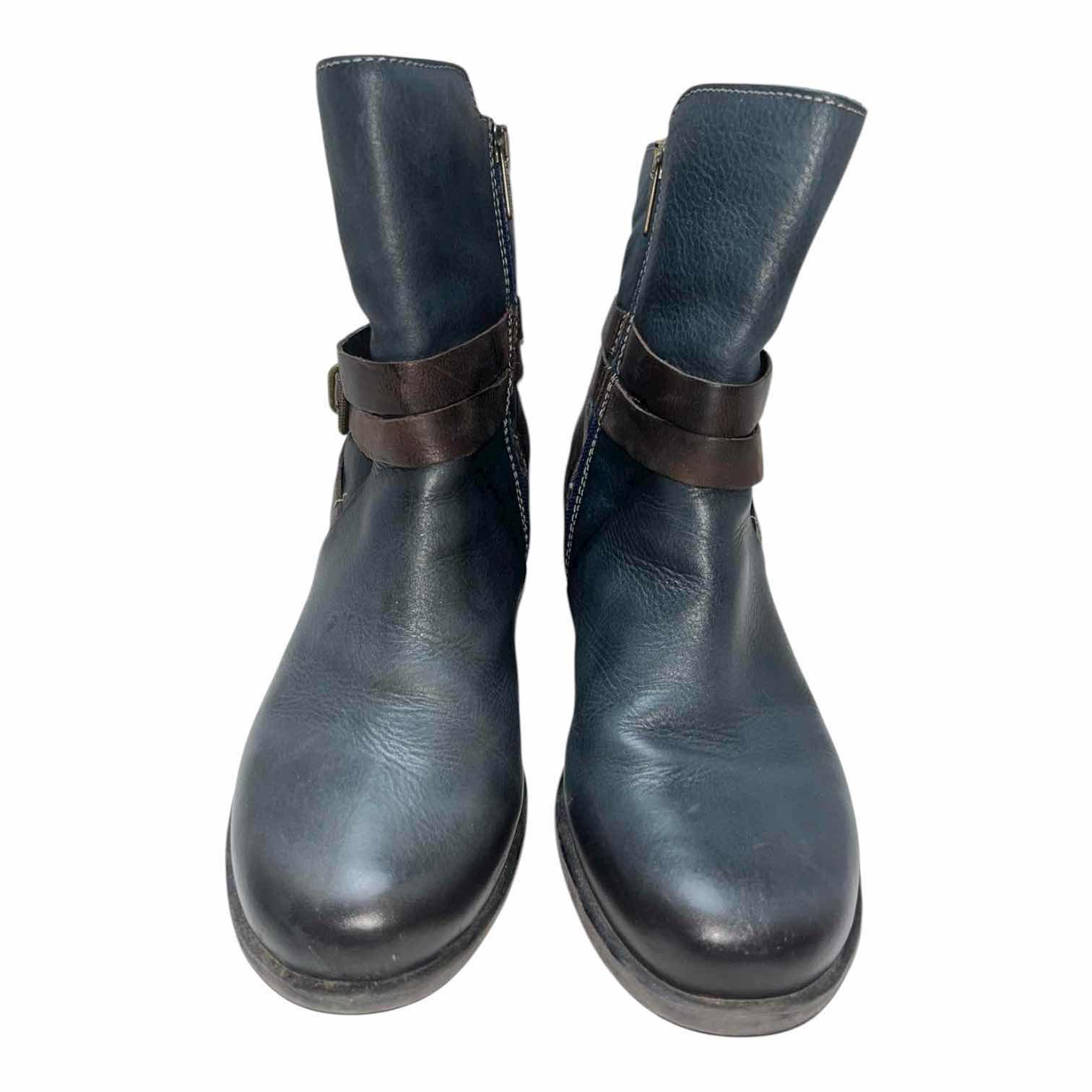 Photo 1 of PIKOLINOS BLUE GREEN/BROWN SIDE-ZIP BUCKLE STRAP ANKLE BOOTS WOMENS SIZE 8