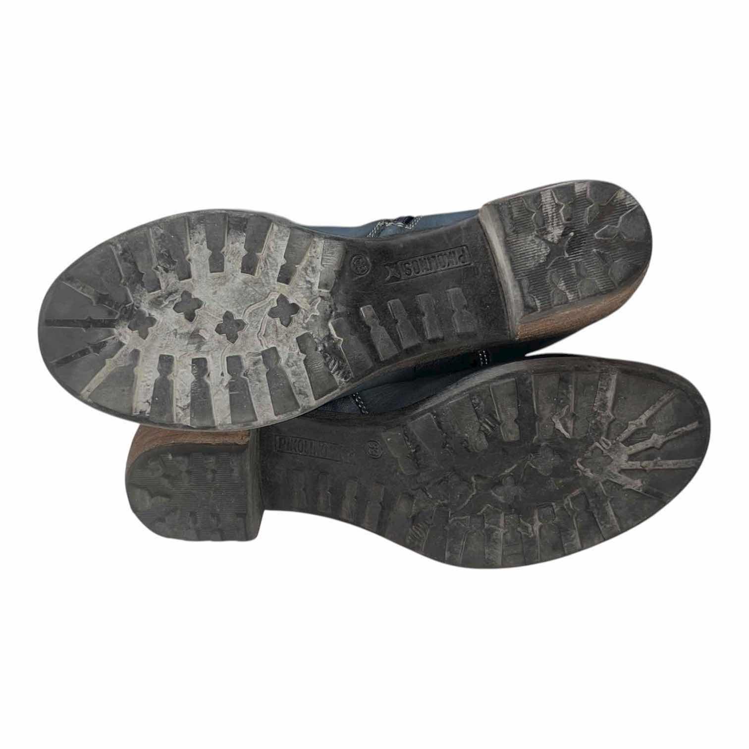 Photo 1 of PIKOLINOS BLUE GREEN/BROWN SIDE-ZIP BUCKLE STRAP ANKLE BOOTS WOMENS SIZE 8