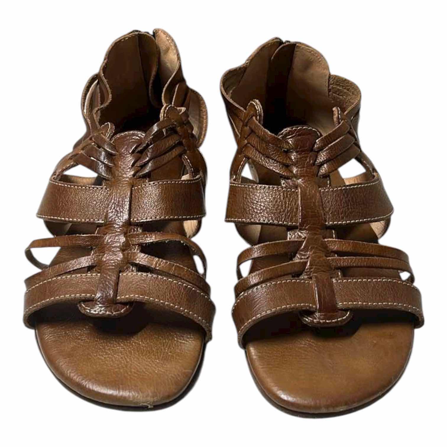 Photo 1 of BED-STU CARA RUSTIC TAN WOVEN LEATHER SANDALS WOMENS SIZE 8.5