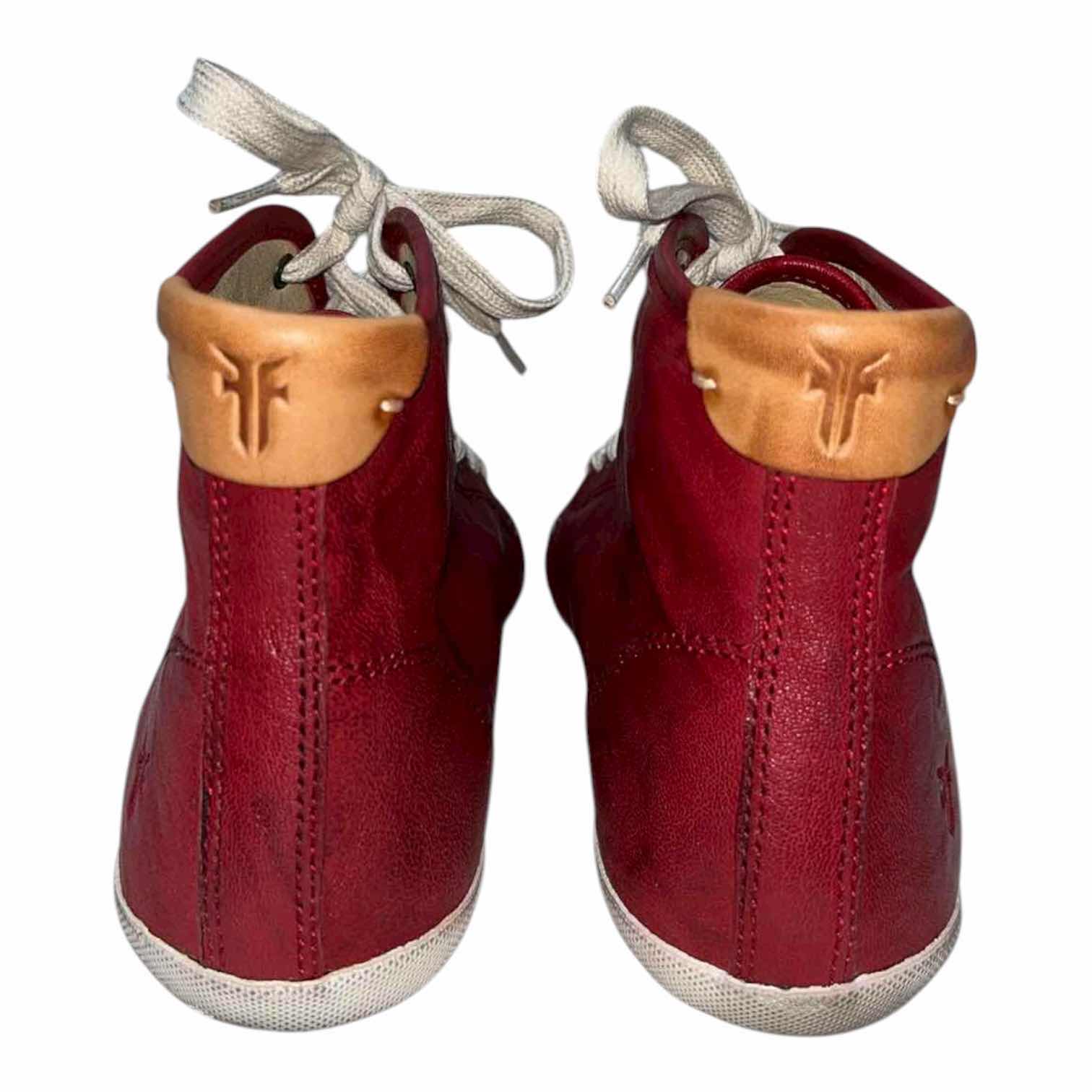 View 5 of FRYE RED KIRA HIGH TOO LEATHER SNEAKERS WOMENS SIZE 9