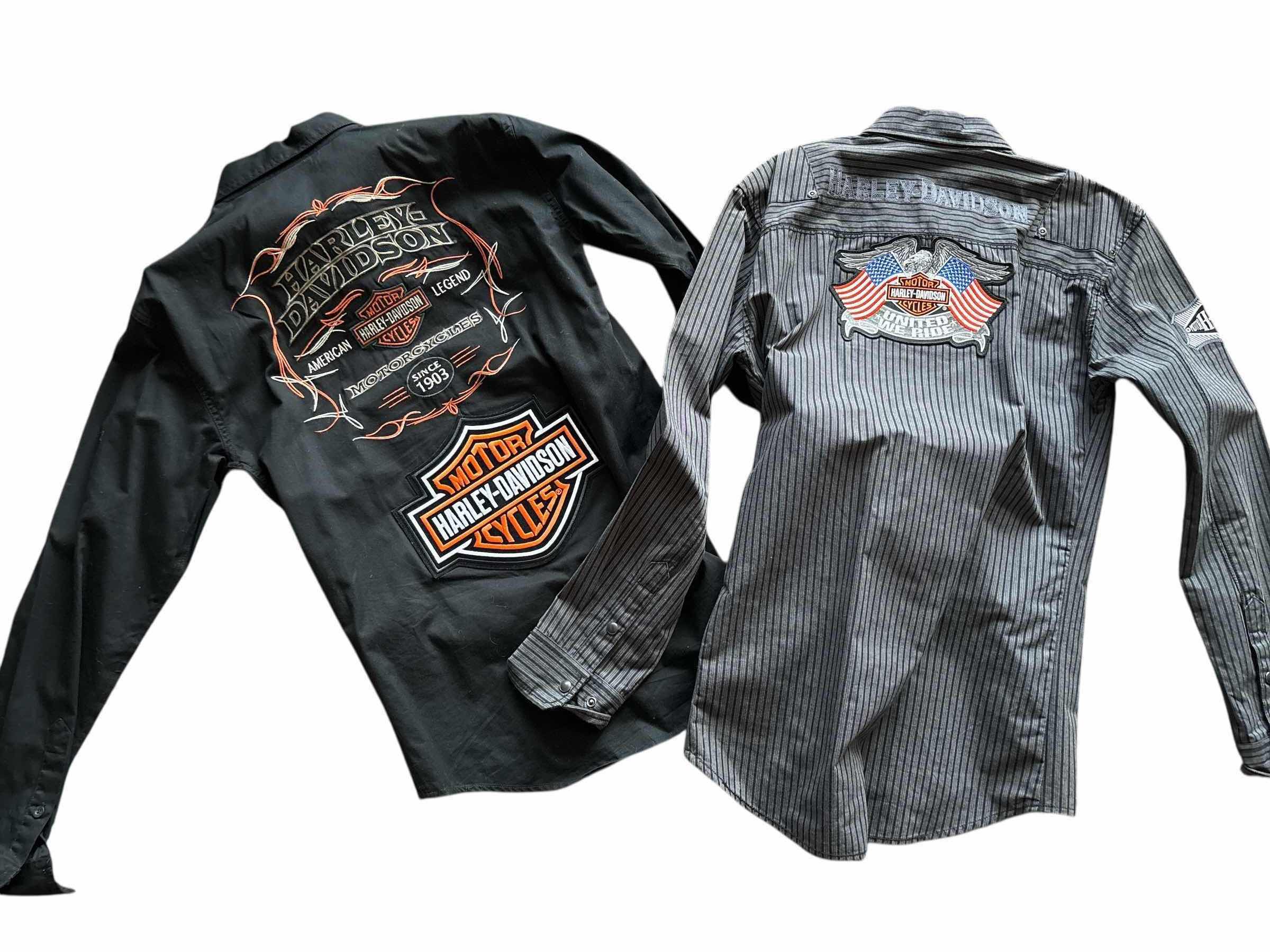 Photo 1 of (2)PCS HARLEY-DAVIDSON LONG SLEEVE BUTTON UP SIZE M MENS