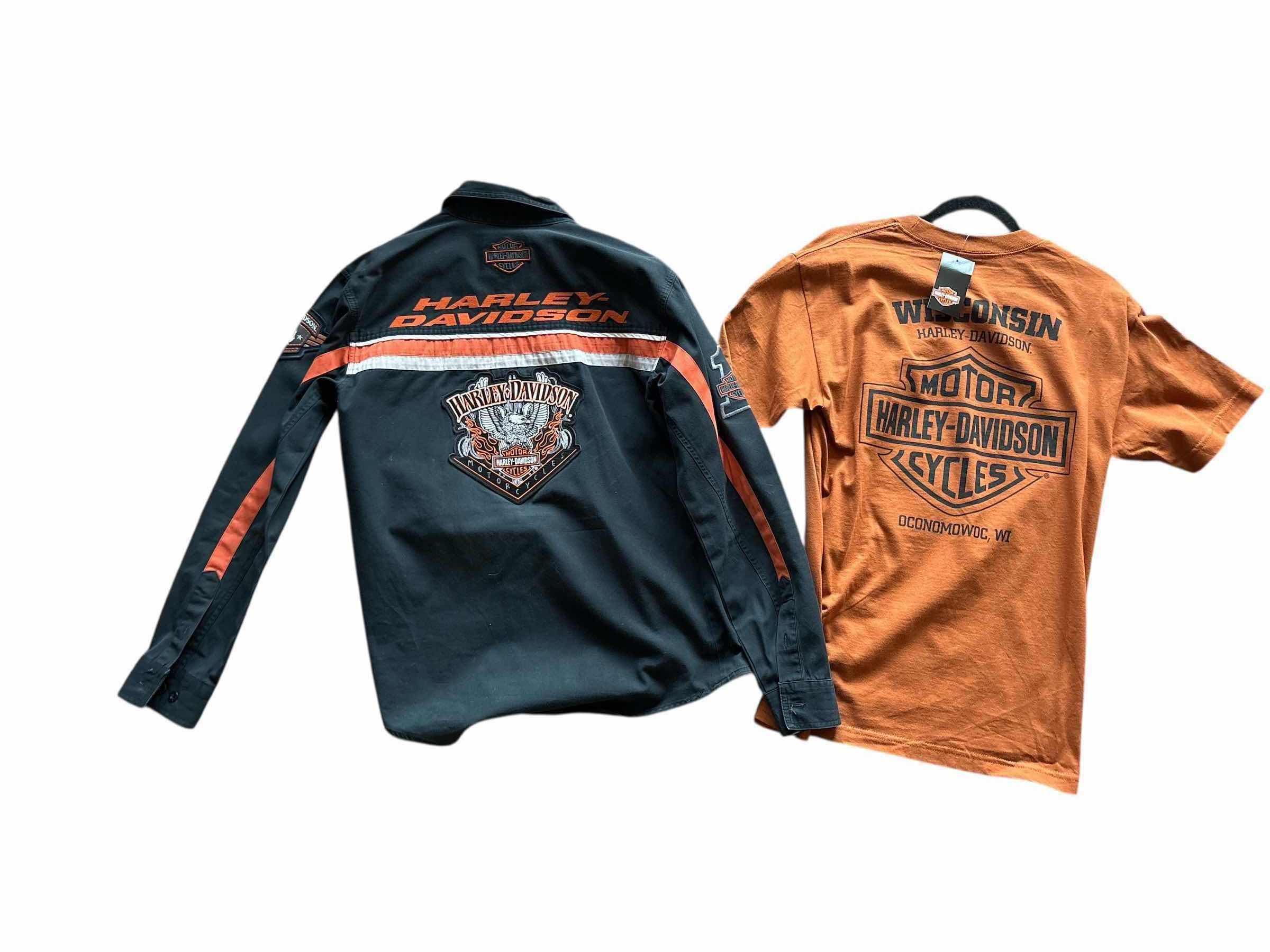 Photo 1 of (2)PCS HARLEY-DAVIDSON LONG AND SHIRT DKEEVE BUTTON UP SOZE M MENS