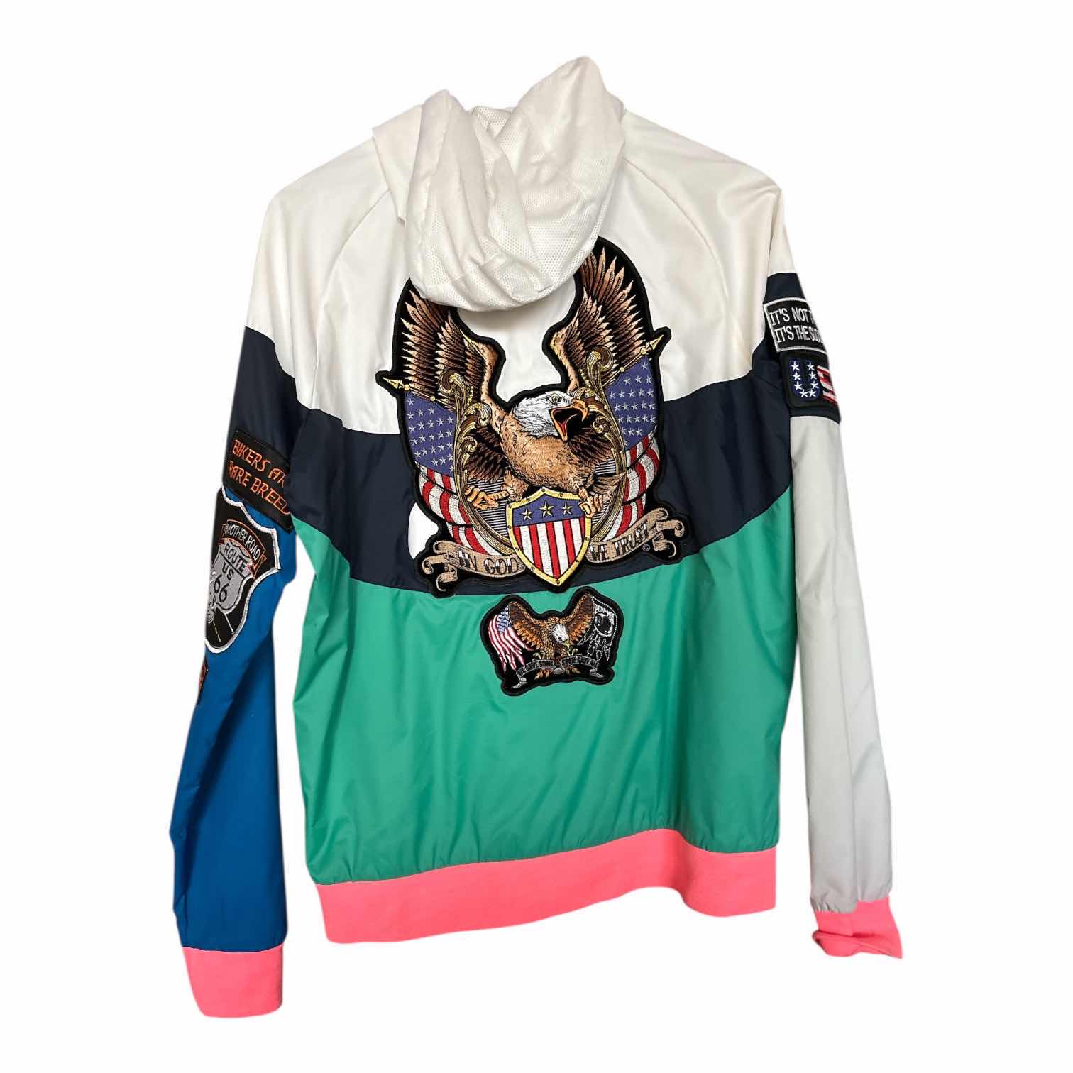 Photo 1 of BUJR WINDBREAKER WITH AMERICAN EAGLE PATCHES SIZE M MENS