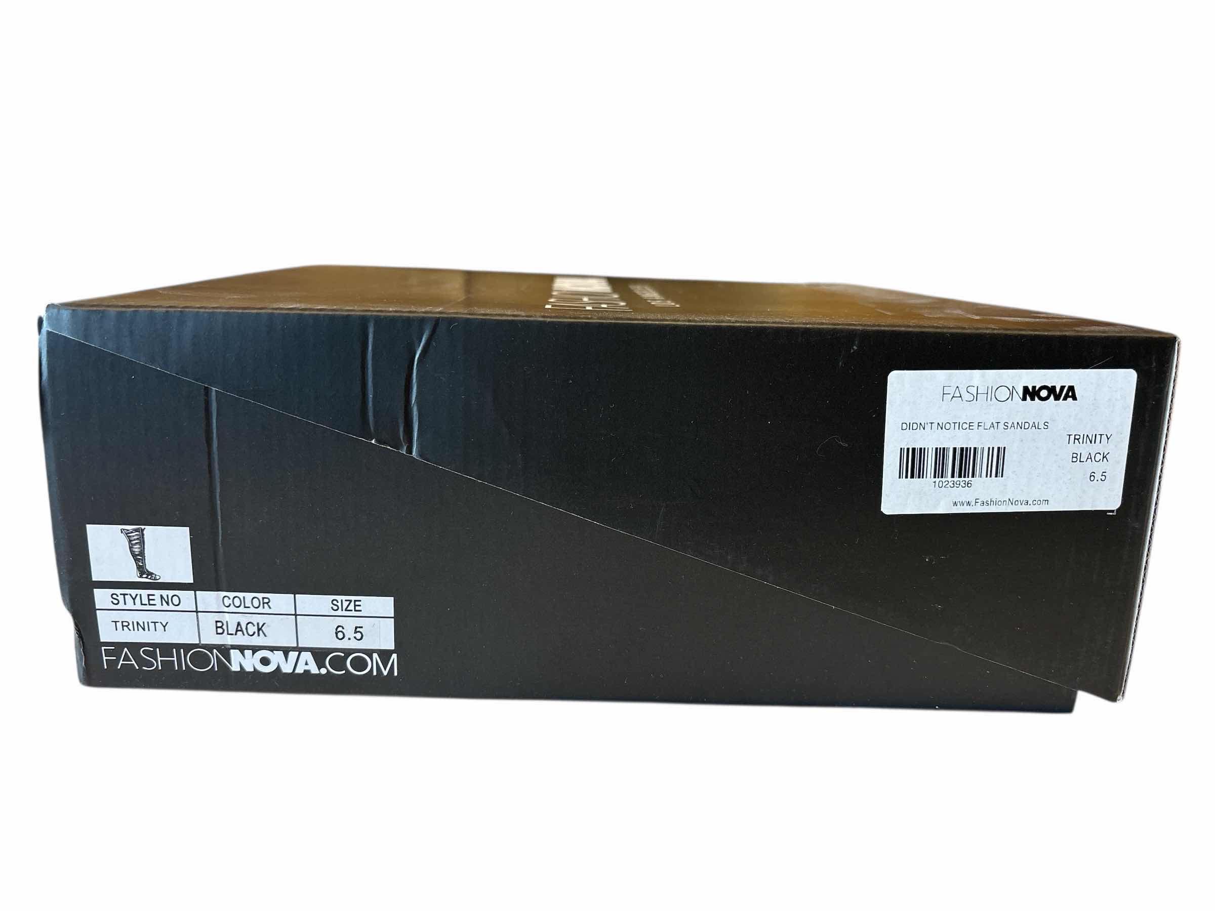 Photo 1 of NEW FASHION NOVA DIDNT NOTICE FLAT SANDALS, WOMEN SIZE 6.5 TRINITY BLACK