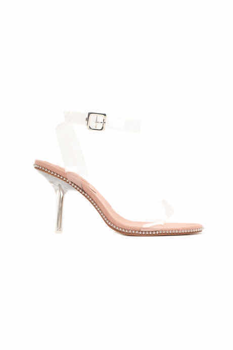 Photo 1 of NEW FASHION NOVA CLINK CLINK HEELS, WOMEN SIZE 6.5 CHARMED NUDE