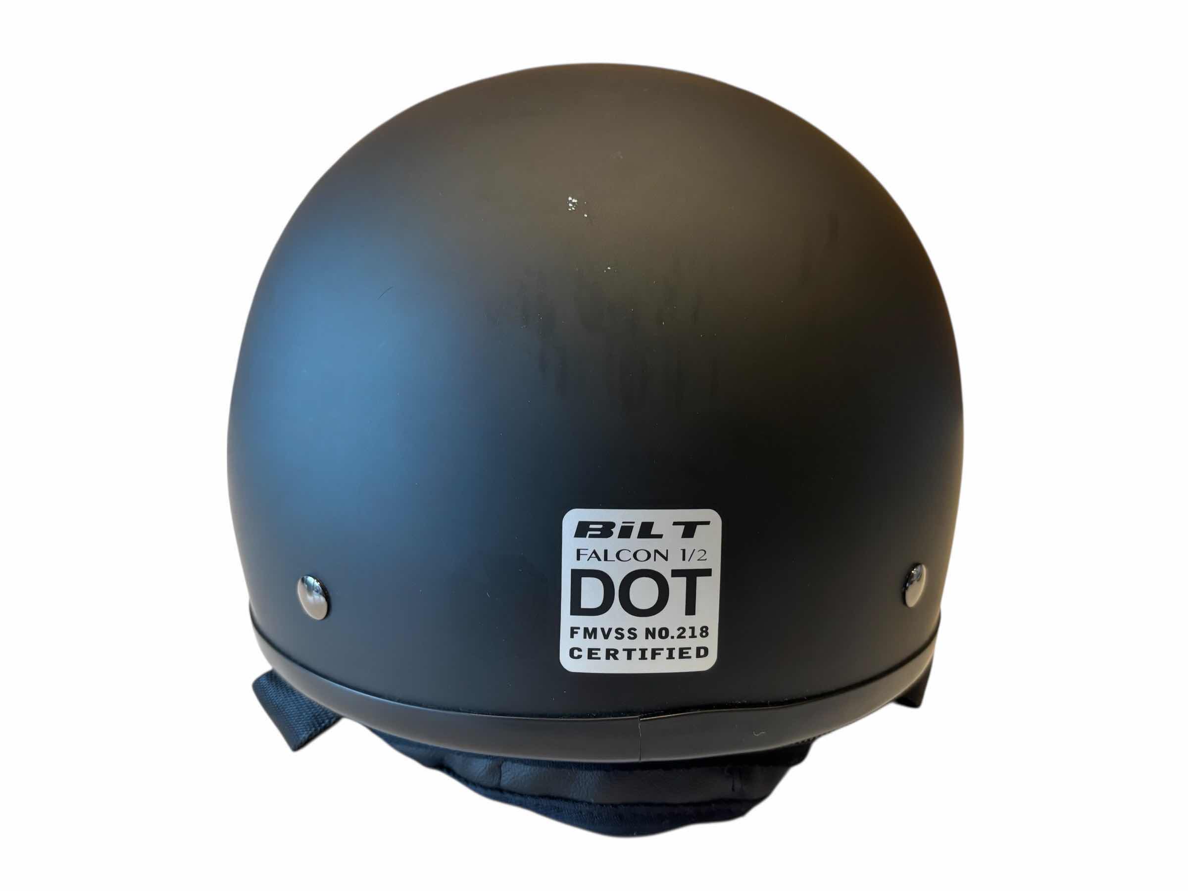 Photo 1 of BILT FALCON MOTORCYCLE 1/2 HELMET W STORAGE BAG, SIZE MEDIUM MATTE BLACK