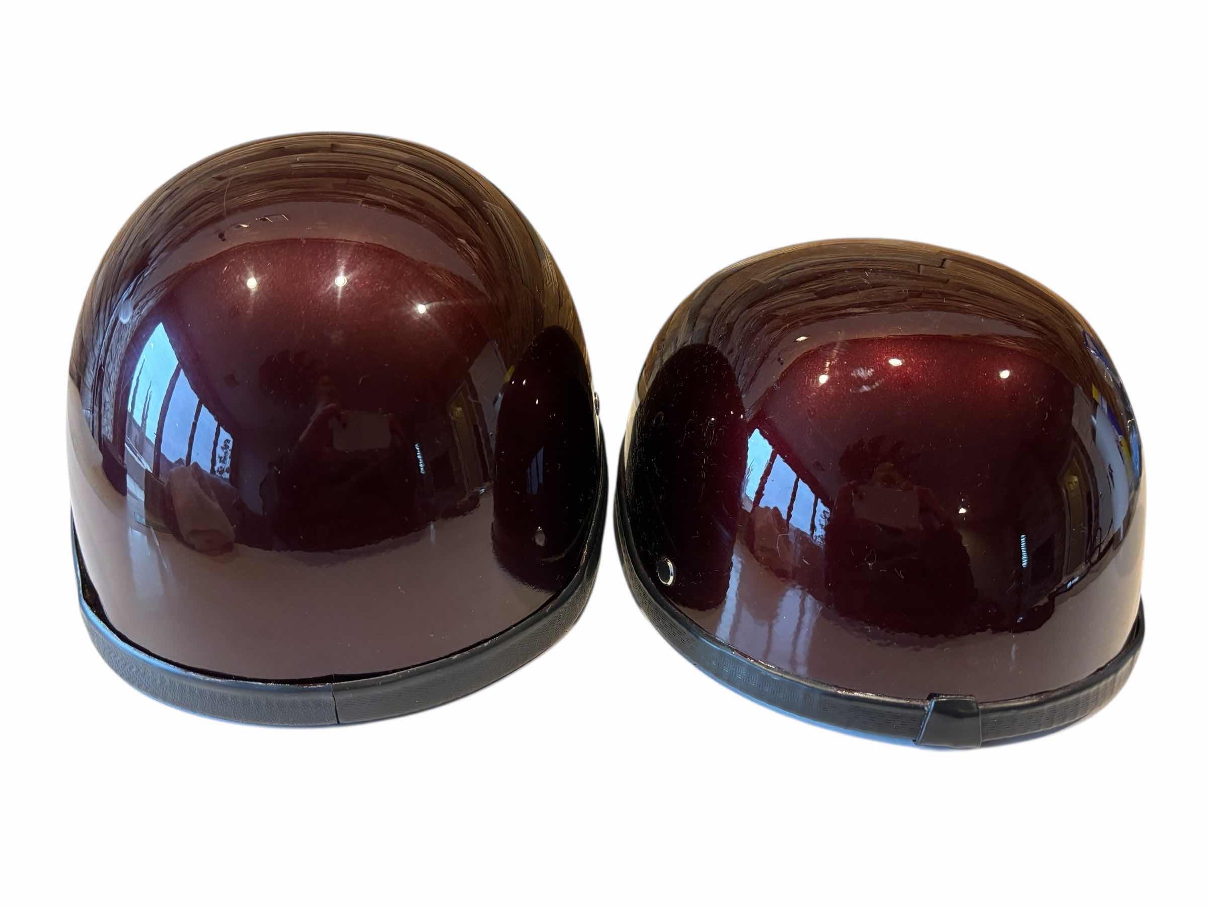 Photo 1 of MOTORCYCLE WOMENS HALF HELMETS, METALLIC BURGUNDY (2)