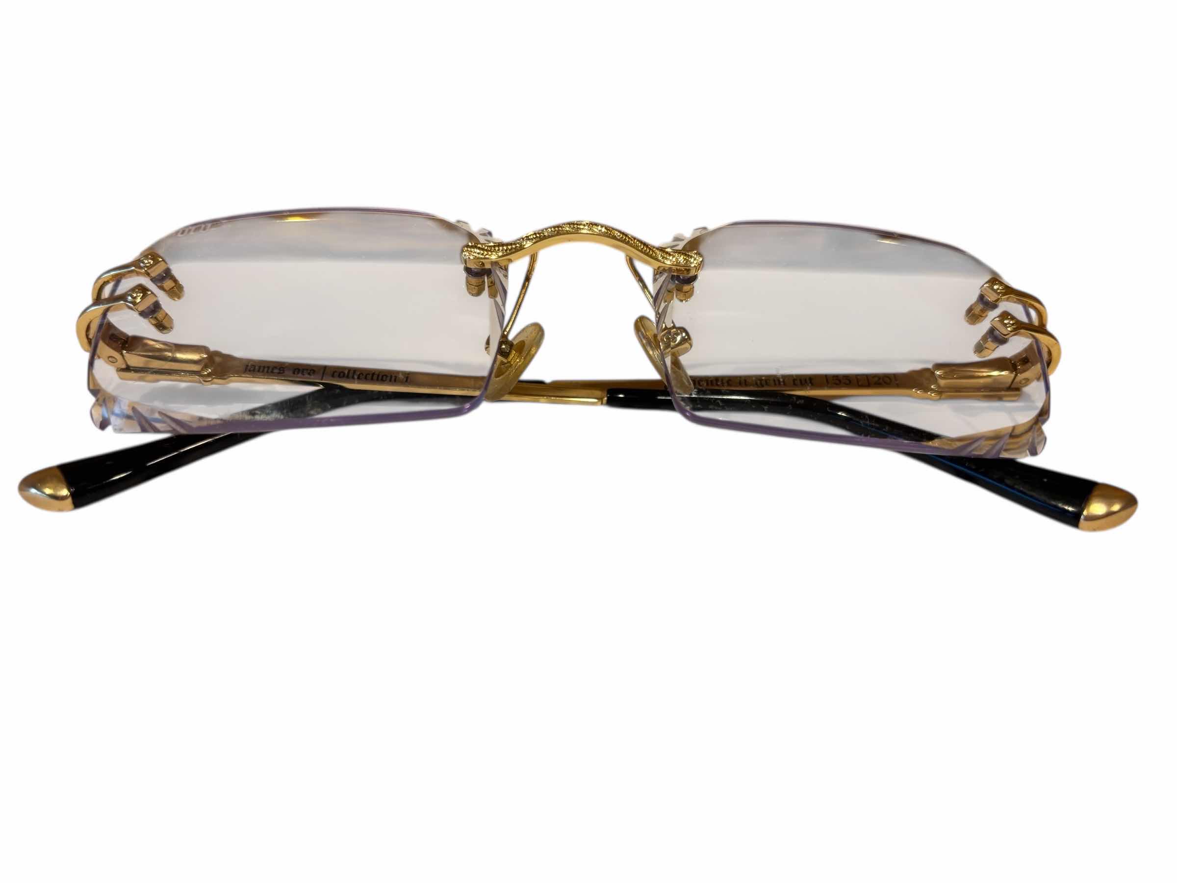 Photo 1 of JAMES ORO AUTHENTIC II XL GLASSES, GOLD FRAME/CLEAR BEVELED LENSES