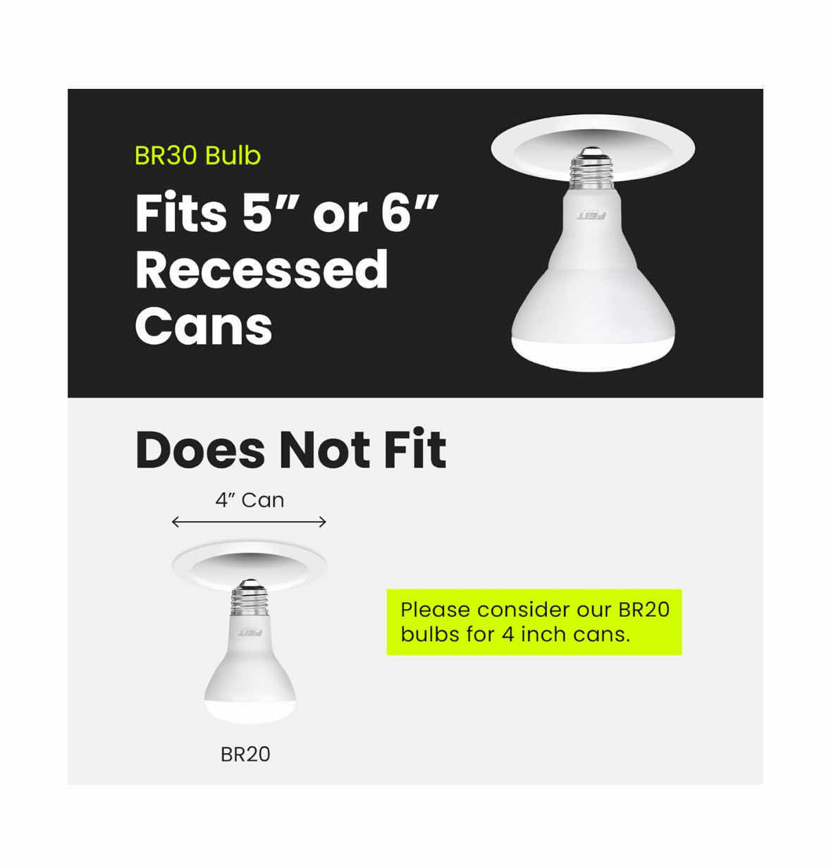 Photo 1 of NEW 4-PACK FEIT ELECTRIC BR30 LED LIGHT BULB, 65 W EQUIVALENT, DIMMABLE, 650 LUMENS, E26 STANDARD BASE, 2700K SOFT WHITE