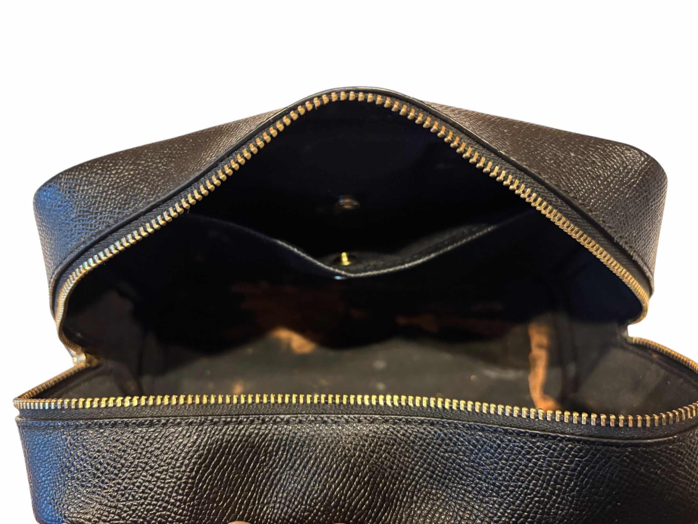 Photo 1 of COACH BOXY COSMETIC CASE LARGE WRISTLET IN BLACK W GOLD-TONED HARDWARE