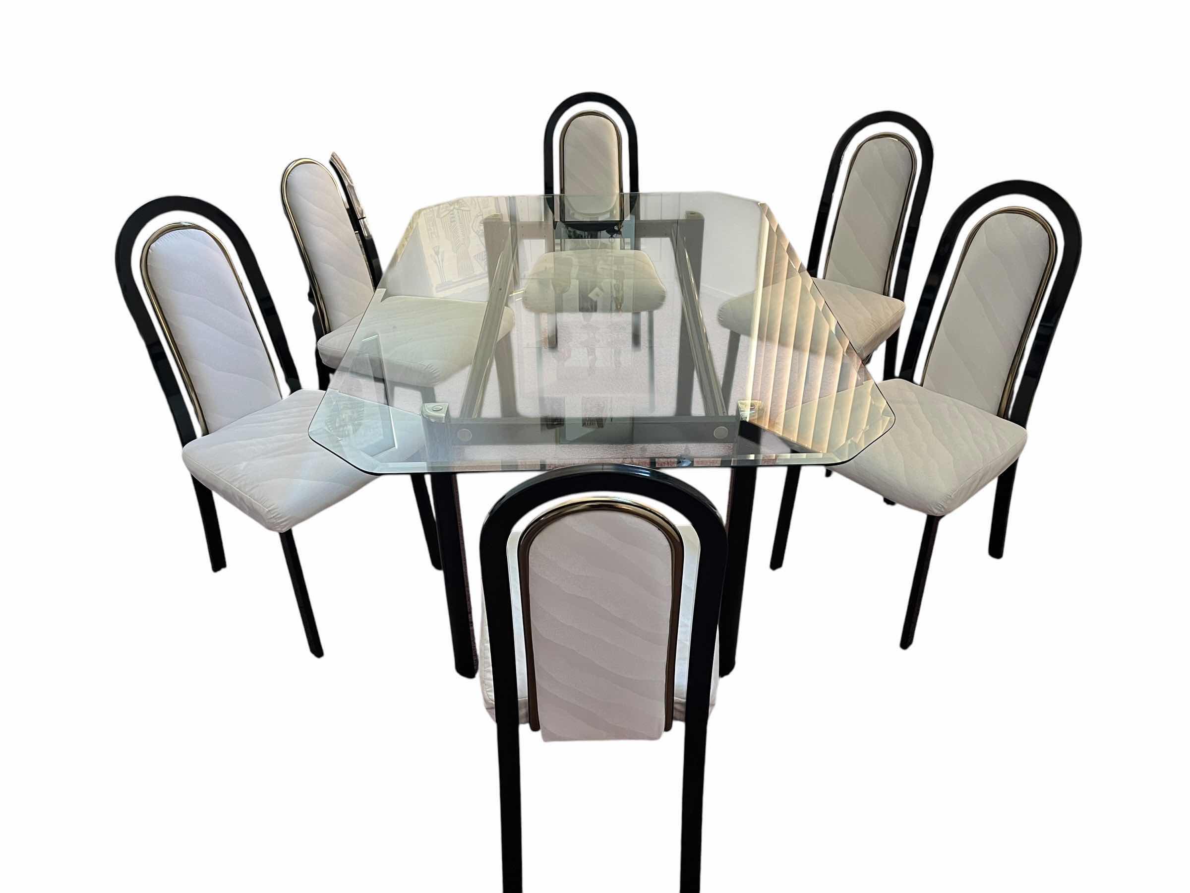 Photo 1 of CAL-STYLE FURNITURE NEO-DECO GLASS TOP TABLE & 6 CHAIR DINING SET (READ NOTES)