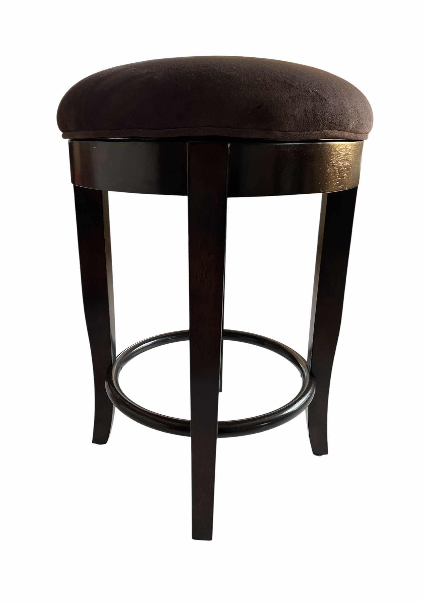 Photo 1 of ASHLEY FURNITURE BROWN UPHOLSTERY WOOD SWIVEL BAR STOOL 18” X 26”