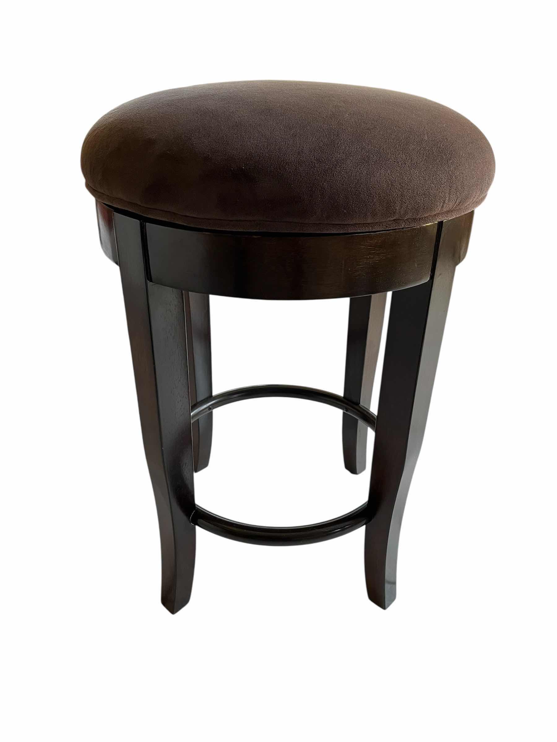 Photo 1 of ASHLEY FURNITURE BROWN UPHOLSTERY WOOD SWIVEL BAR STOOL 18” X 26”