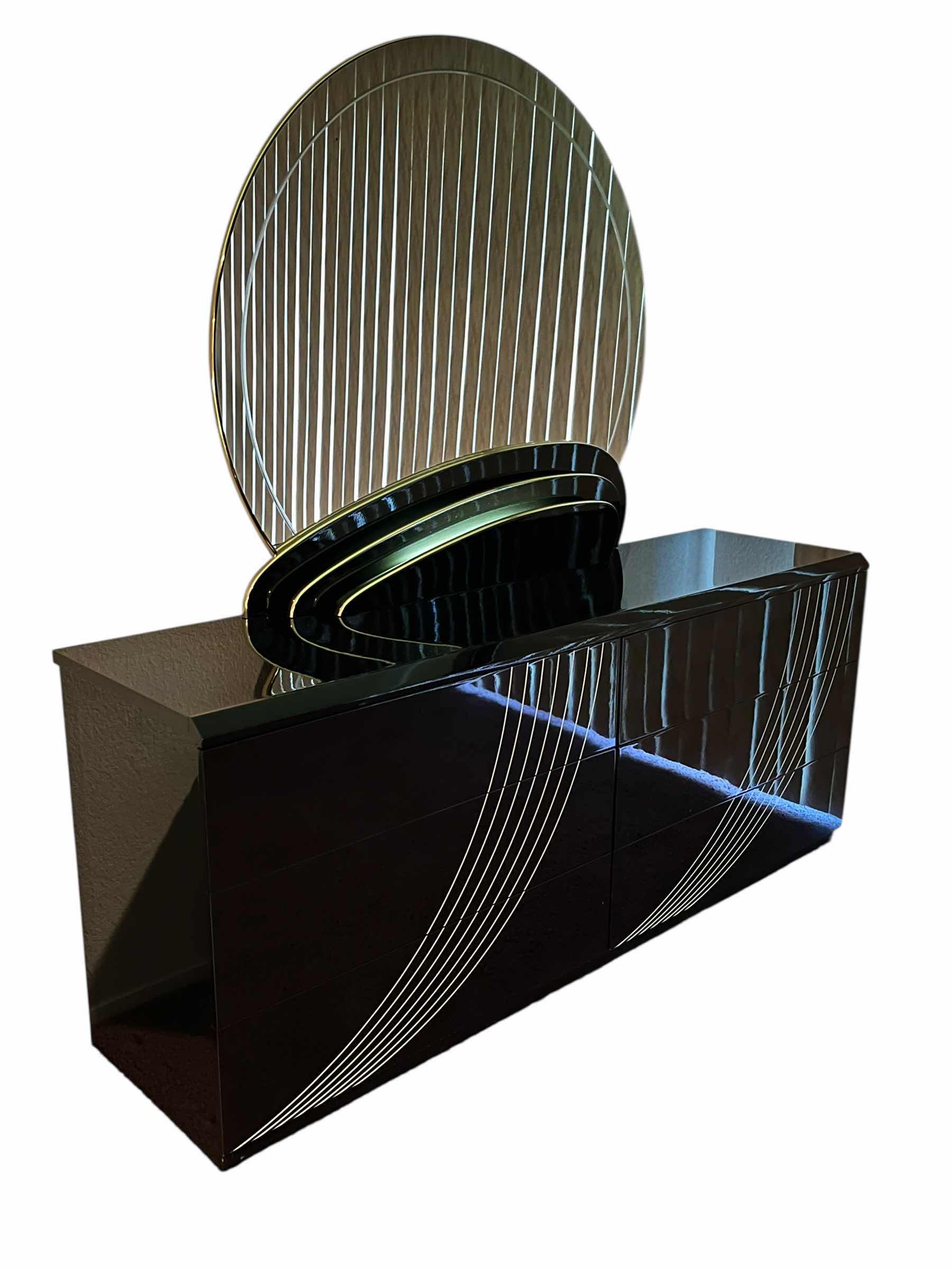 Photo 1 of ABSTRACT BLACK & WHITE LAMINATE 6 DRAWER VANITY DRESSER 71” X 19” H71”