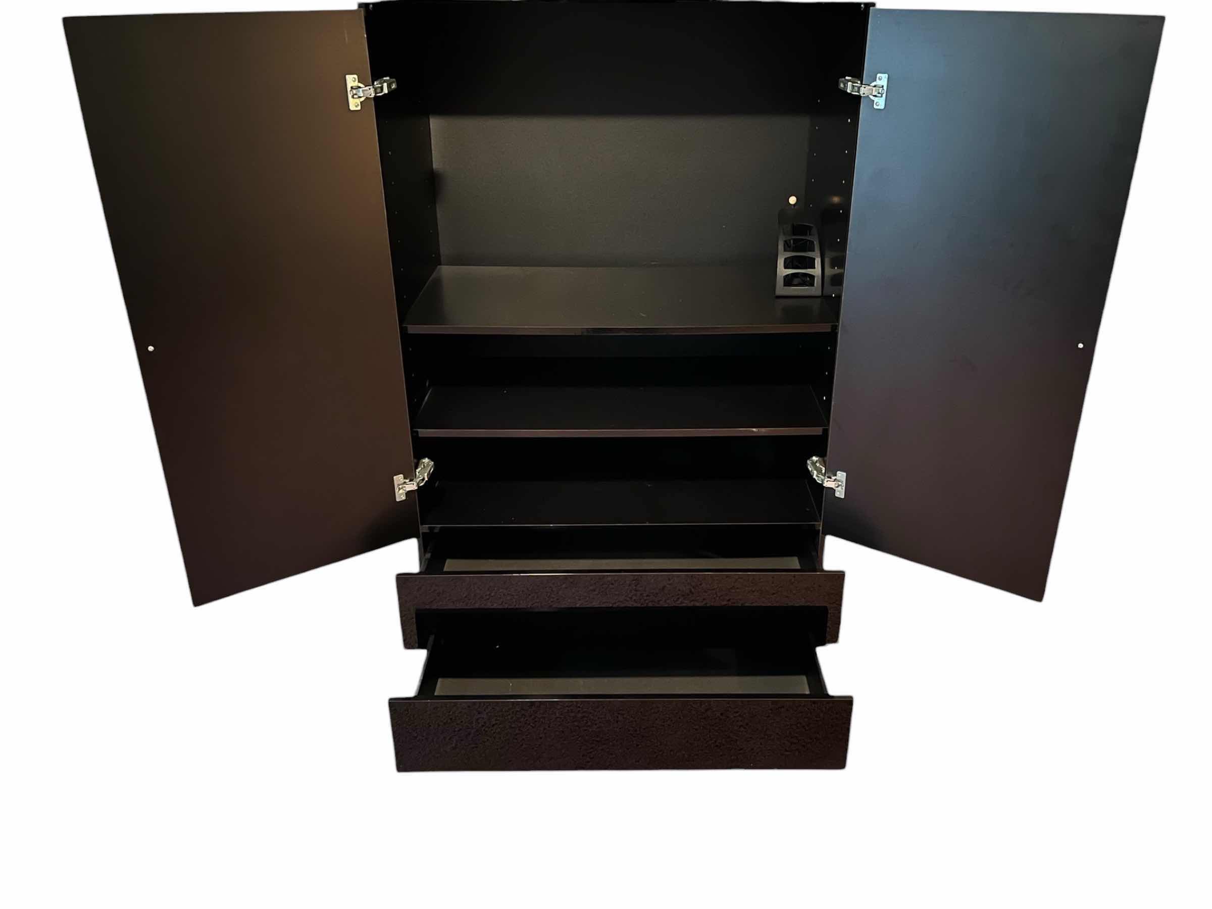 Photo 1 of ABSTRACT BLACK & WHITE LAMINATE 2 DRAWER MEDIA CABINET 40.5” X 22” H66”